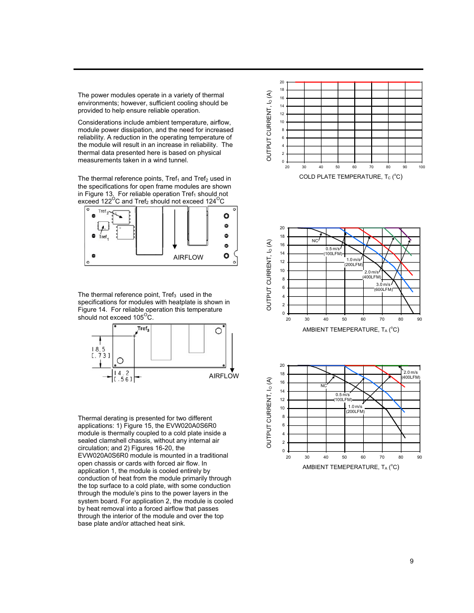 Thermal considerations, Heat transfer via conduction or convection | GE Industrial Solutions EVW020A0S6R0 Series (Eighth-Brick) User Manual | Page 9 / 19