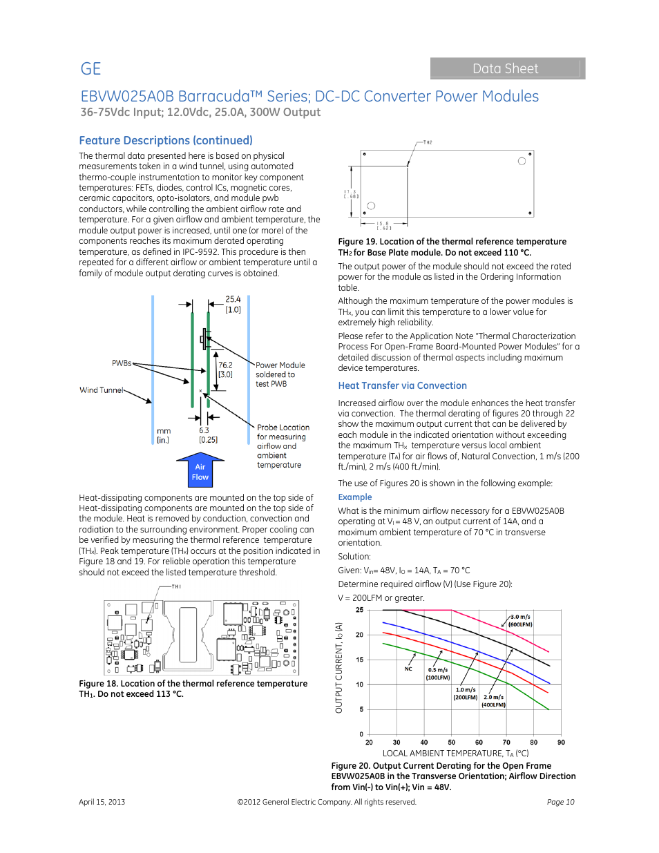 Data sheet, Feature descriptions (continued) | GE Industrial Solutions EBVW025A0B Barracuda Series User Manual | Page 10 / 17