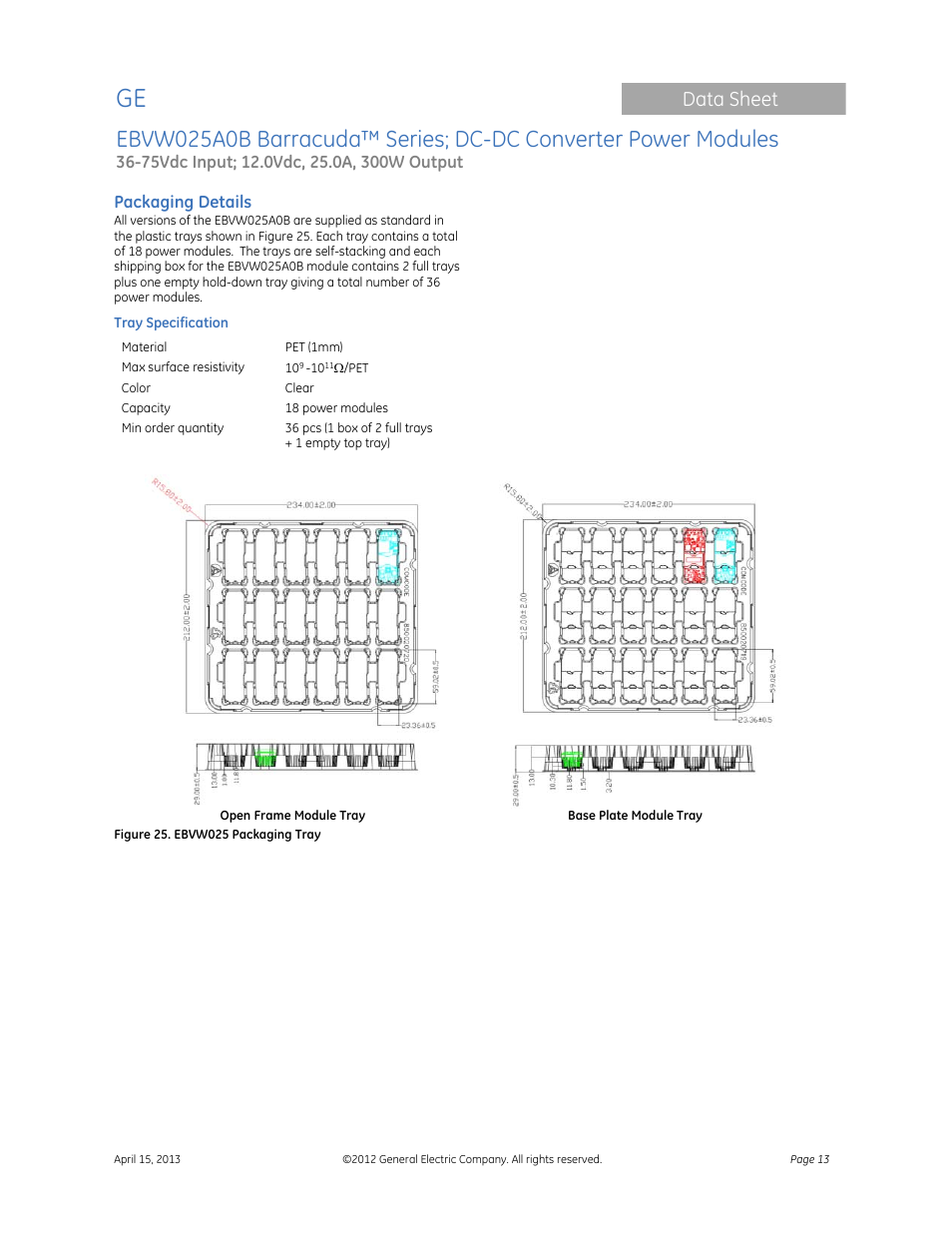 Data sheet | GE Industrial Solutions EBVW025A0B Barracuda Series User Manual | Page 13 / 17
