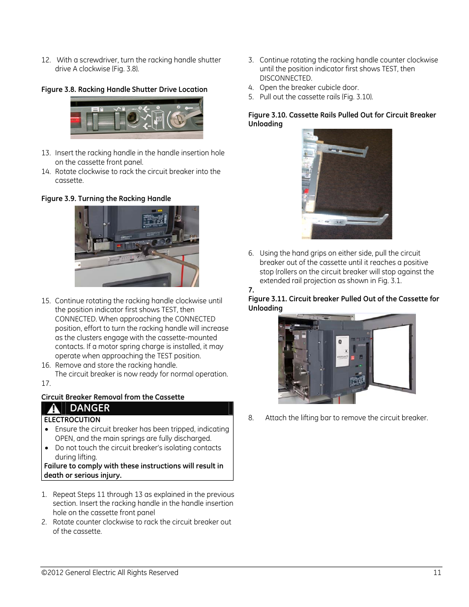 Danger | GE Industrial Solutions EntelliGuard E Circuit Breaker User Manual | Page 11 / 30