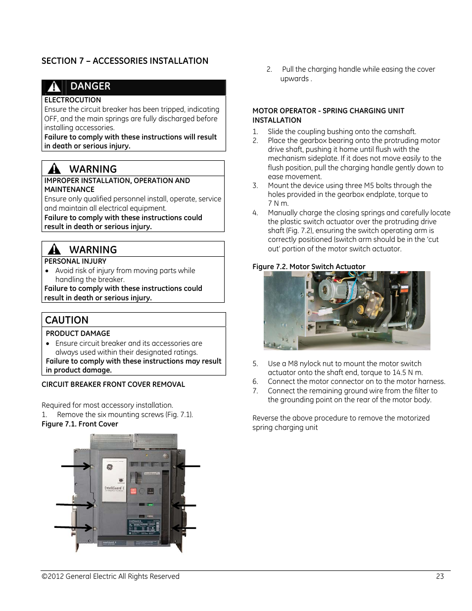 Danger, Warning, Caution | GE Industrial Solutions EntelliGuard E Circuit Breaker User Manual | Page 23 / 30