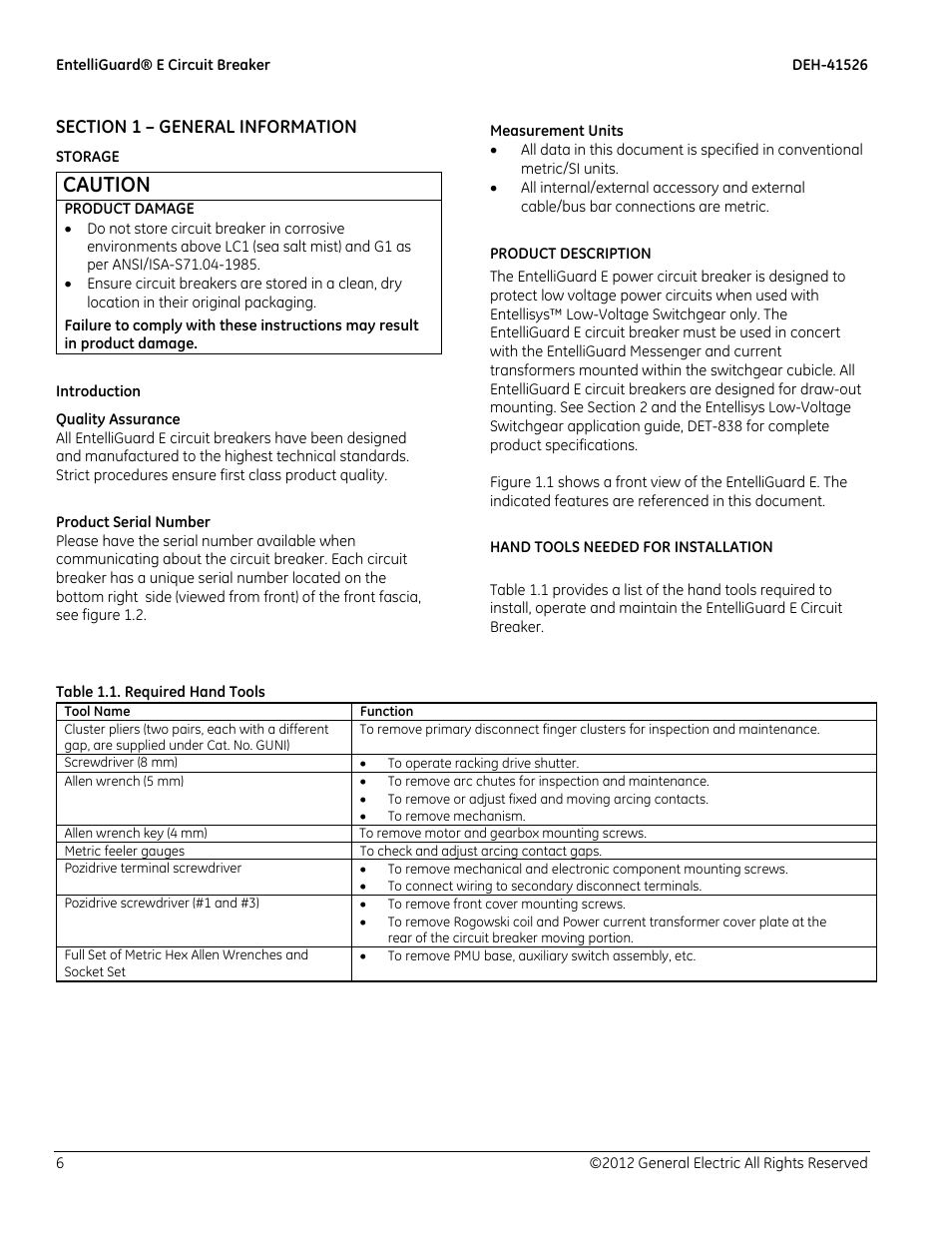 Caution | GE Industrial Solutions EntelliGuard E Circuit Breaker User Manual | Page 6 / 30