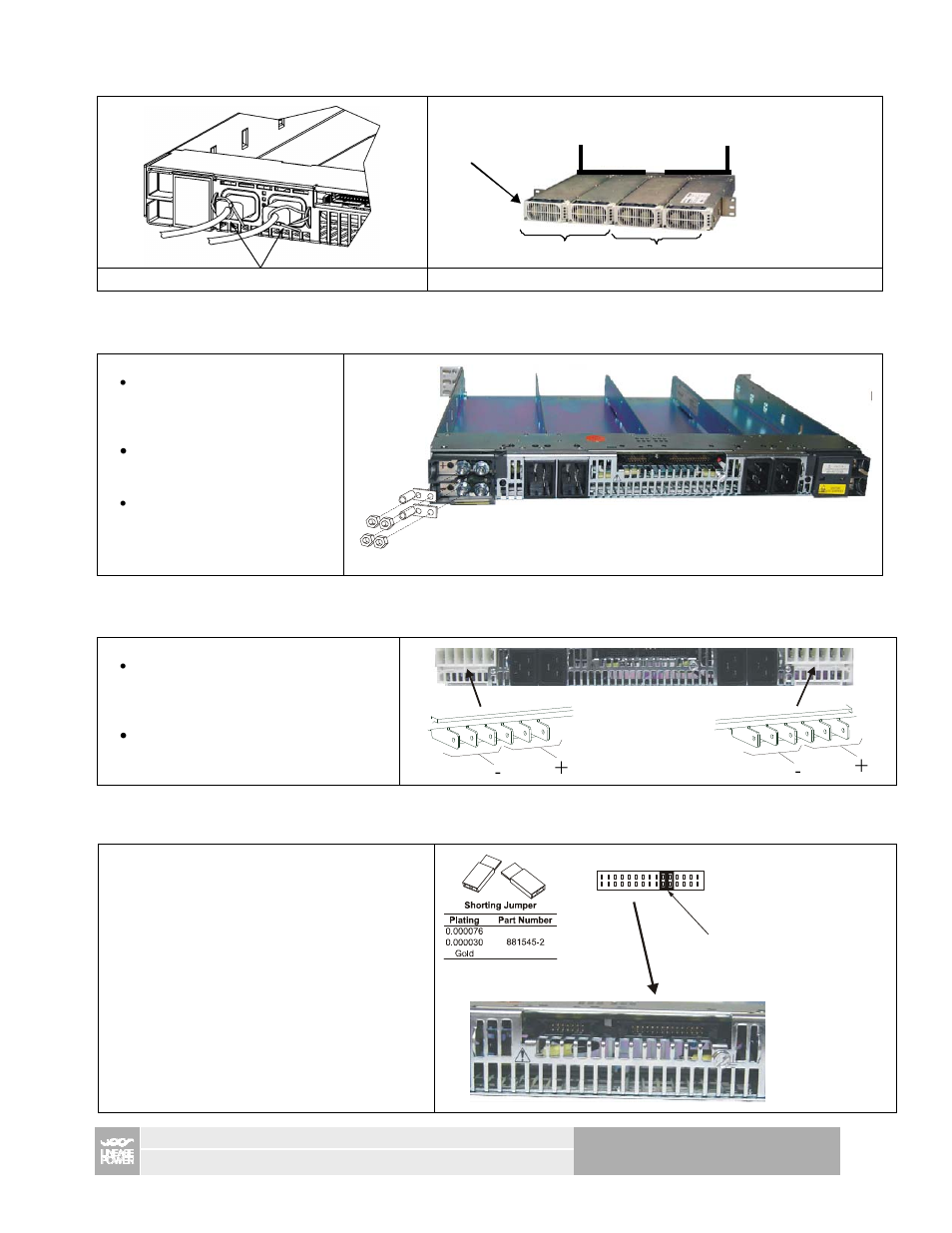 3 of 8, Dc output connections – lug type, Dc output connections – faston type | GE Industrial Solutions J85480S1, L20 – L29 Compact Power Line Shelves User Manual | Page 3 / 8