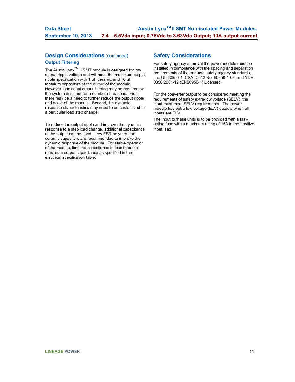 GE Industrial Solutions Austin Lynx II SMT User Manual | Page 11 / 21