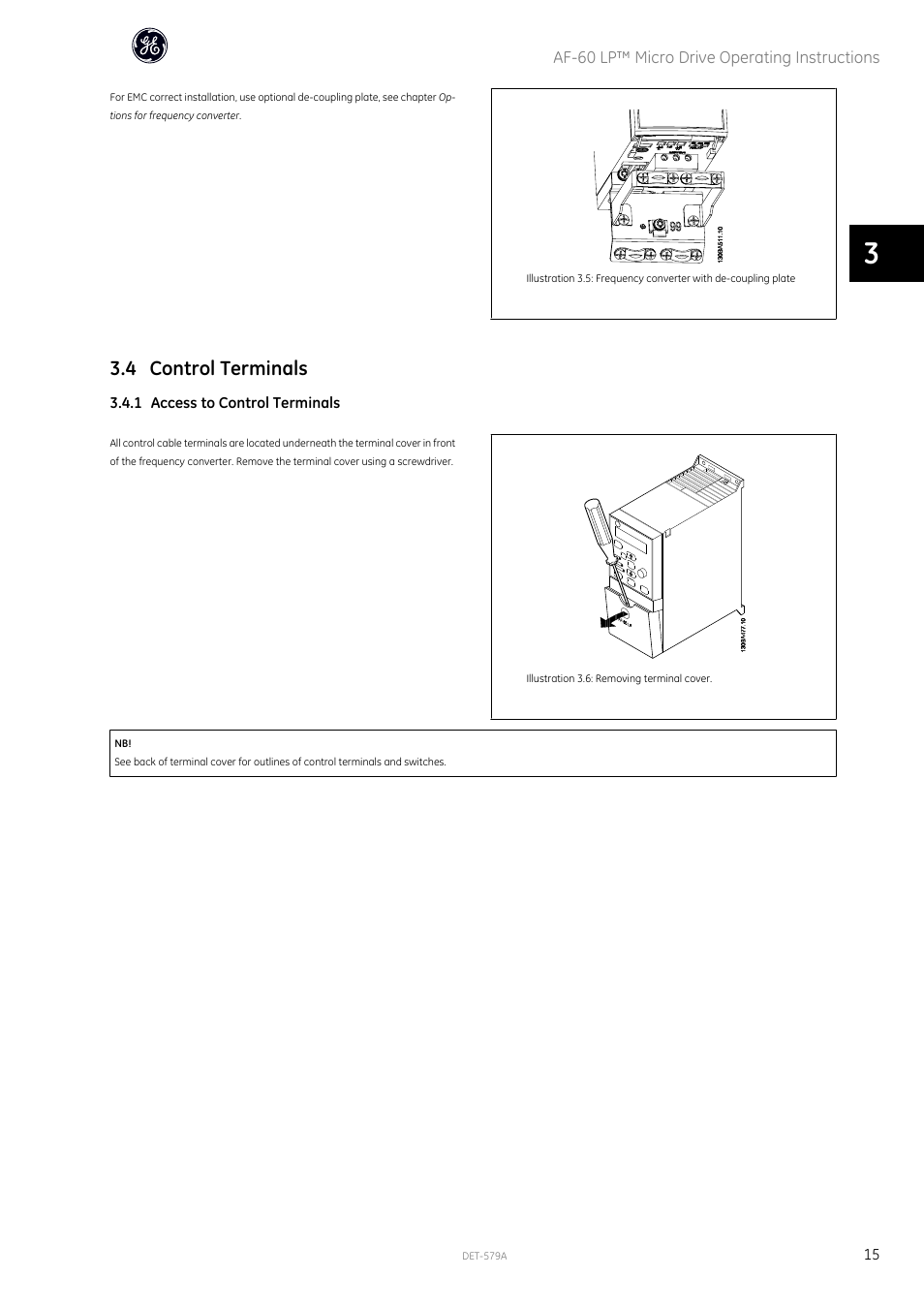 4 control terminals | GE Industrial Solutions AF-60 LP Micro Drive Operating Instructions User Manual | Page 16 / 72