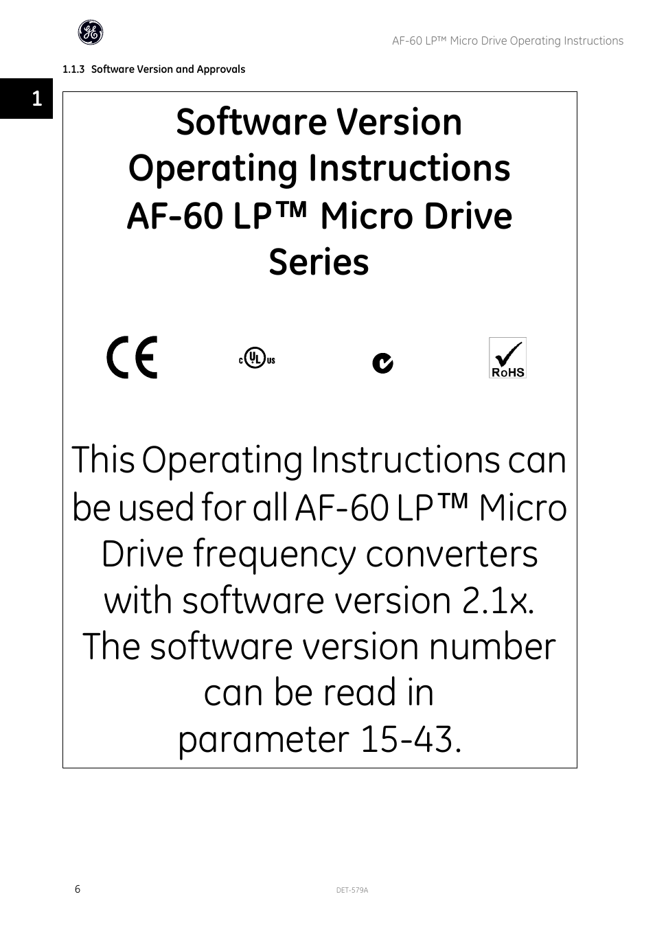 GE Industrial Solutions AF-60 LP Micro Drive Operating Instructions User Manual | Page 7 / 72