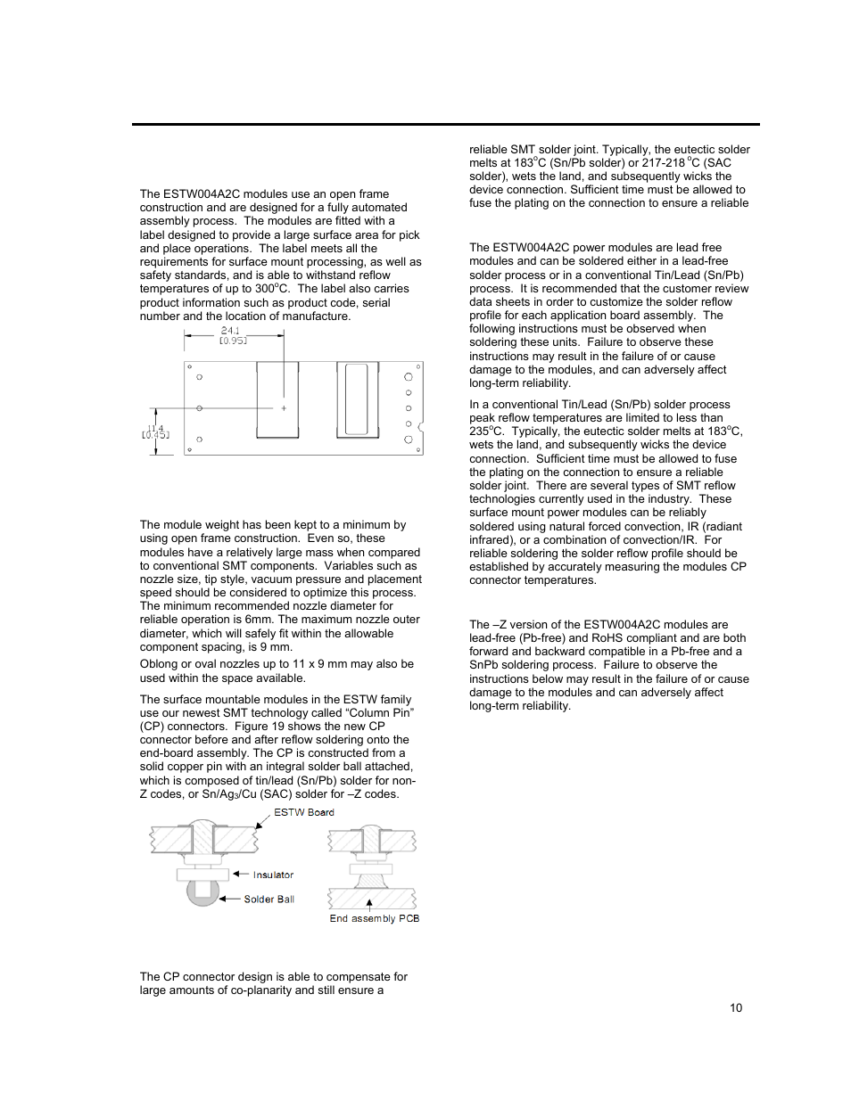 Input; 15.0v, Output, Surface mount information | GE Industrial Solutions ESTW004A2C Series User Manual | Page 10 / 18