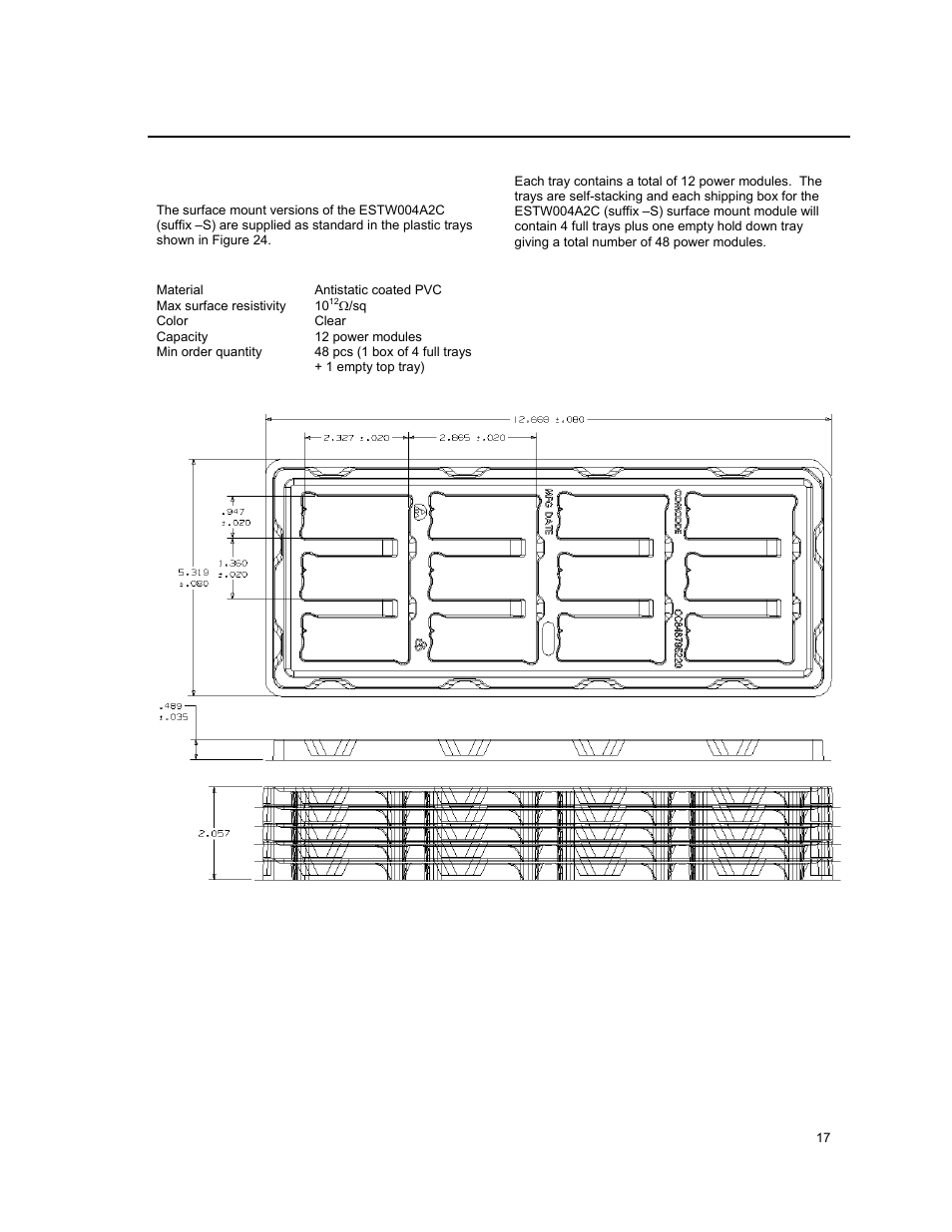 Input; 15.0v, Output, Packaging details | GE Industrial Solutions ESTW004A2C Series User Manual | Page 17 / 18