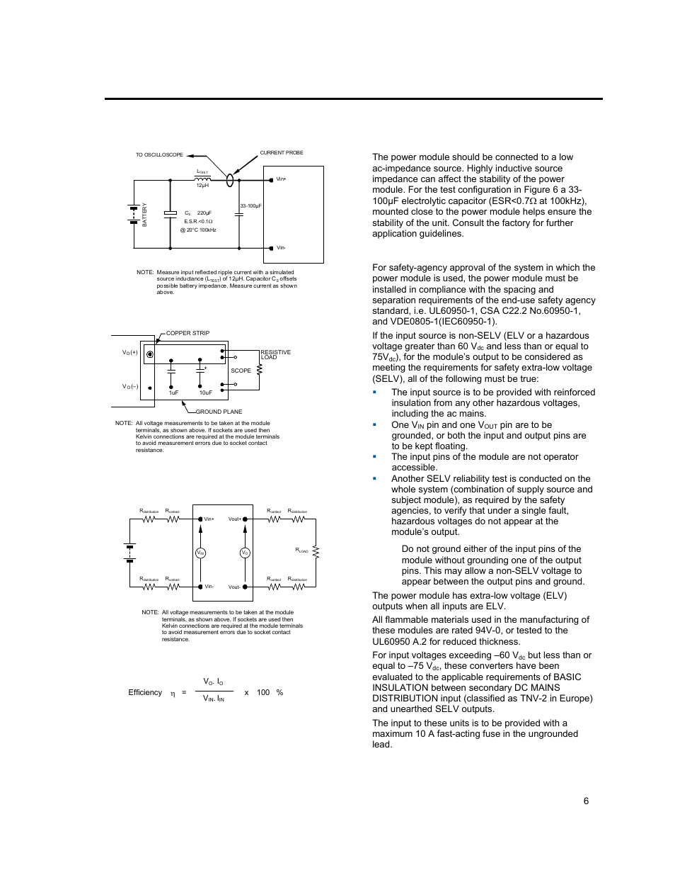 Input; 15.0v, Output, Test configurations | Design considerations, Safety considerations, Input filtering | GE Industrial Solutions ESTW004A2C Series User Manual | Page 6 / 18