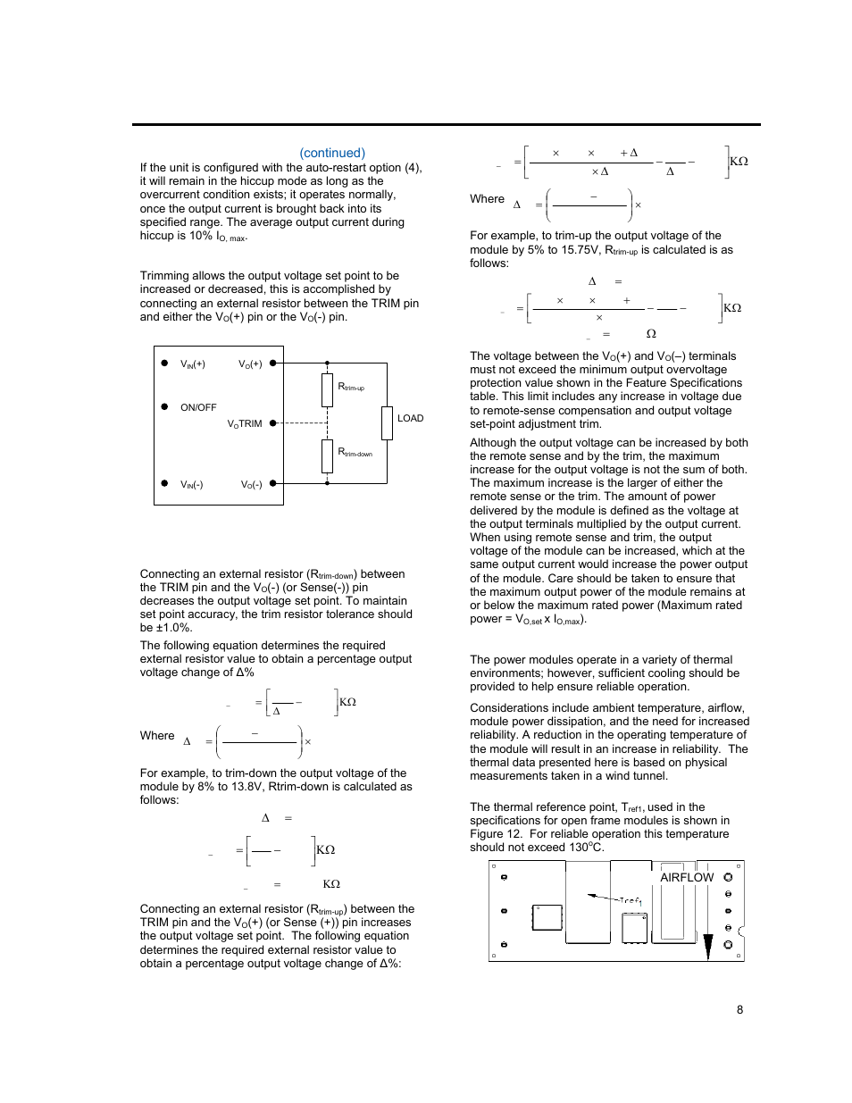 Input; 15.0v, Output, Feature descriptions | Thermal considerations | GE Industrial Solutions ESTW004A2C Series User Manual | Page 8 / 18