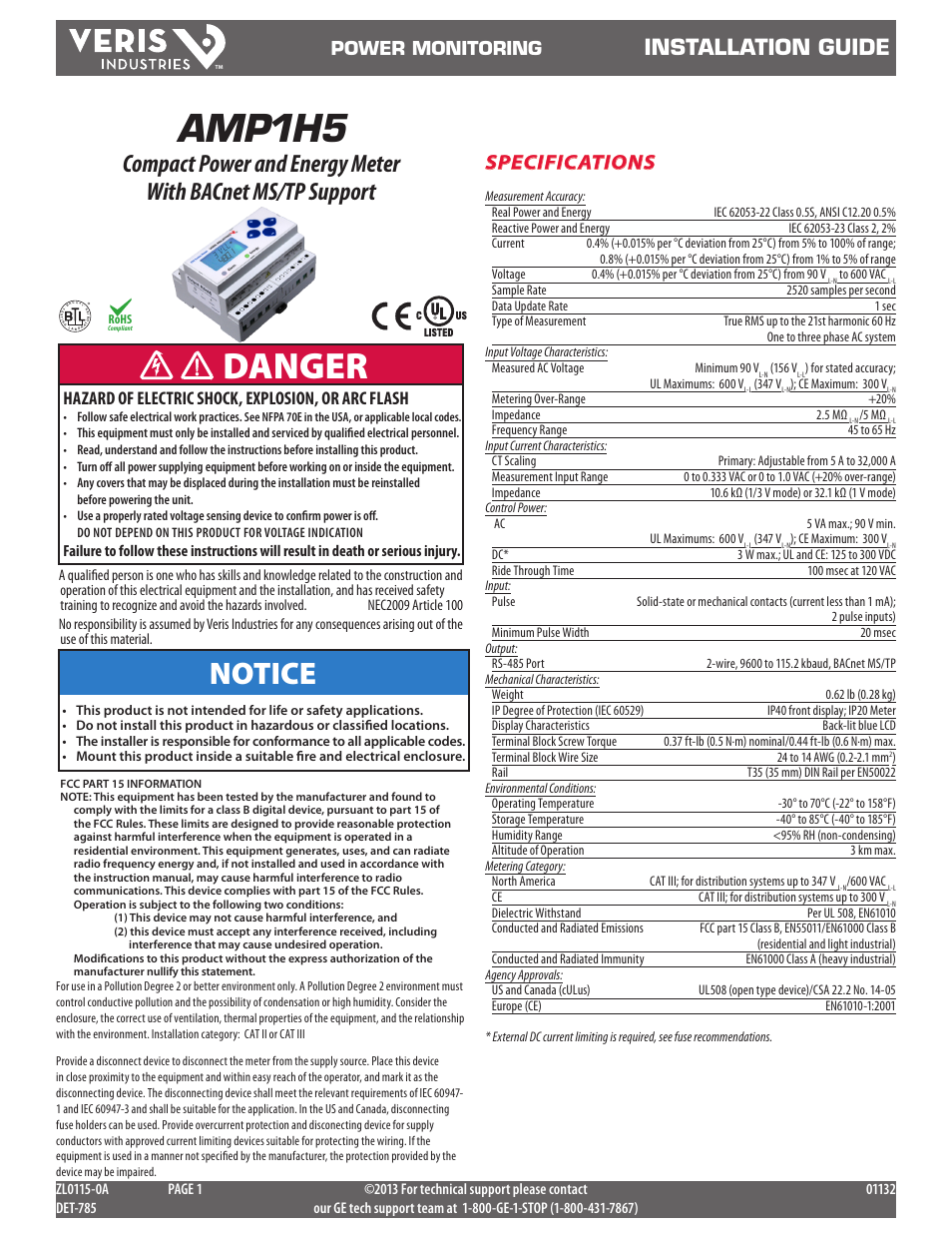 GE Industrial Solutions AMP1H5 User Manual | 24 pages