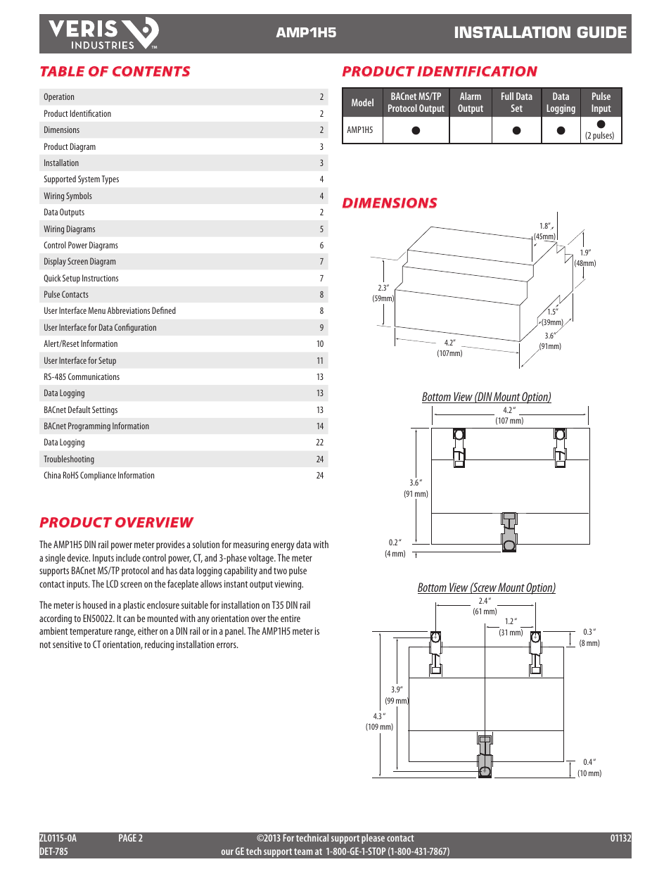 GE Industrial Solutions AMP1H5 User Manual | Page 2 / 24