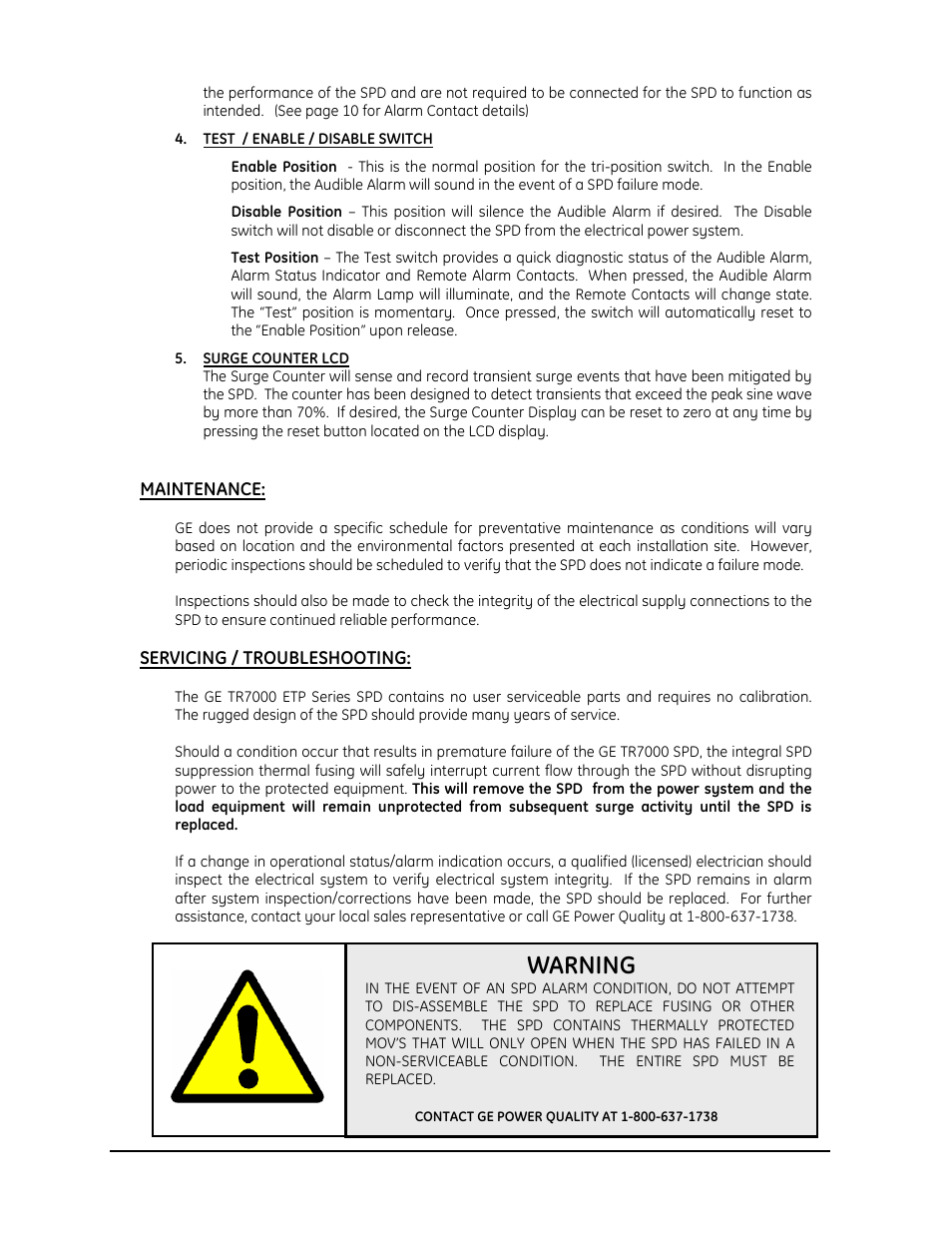 Warning | GE Industrial Solutions GE A-Series 9îand 24î Panel Box User Manual | Page 14 / 15