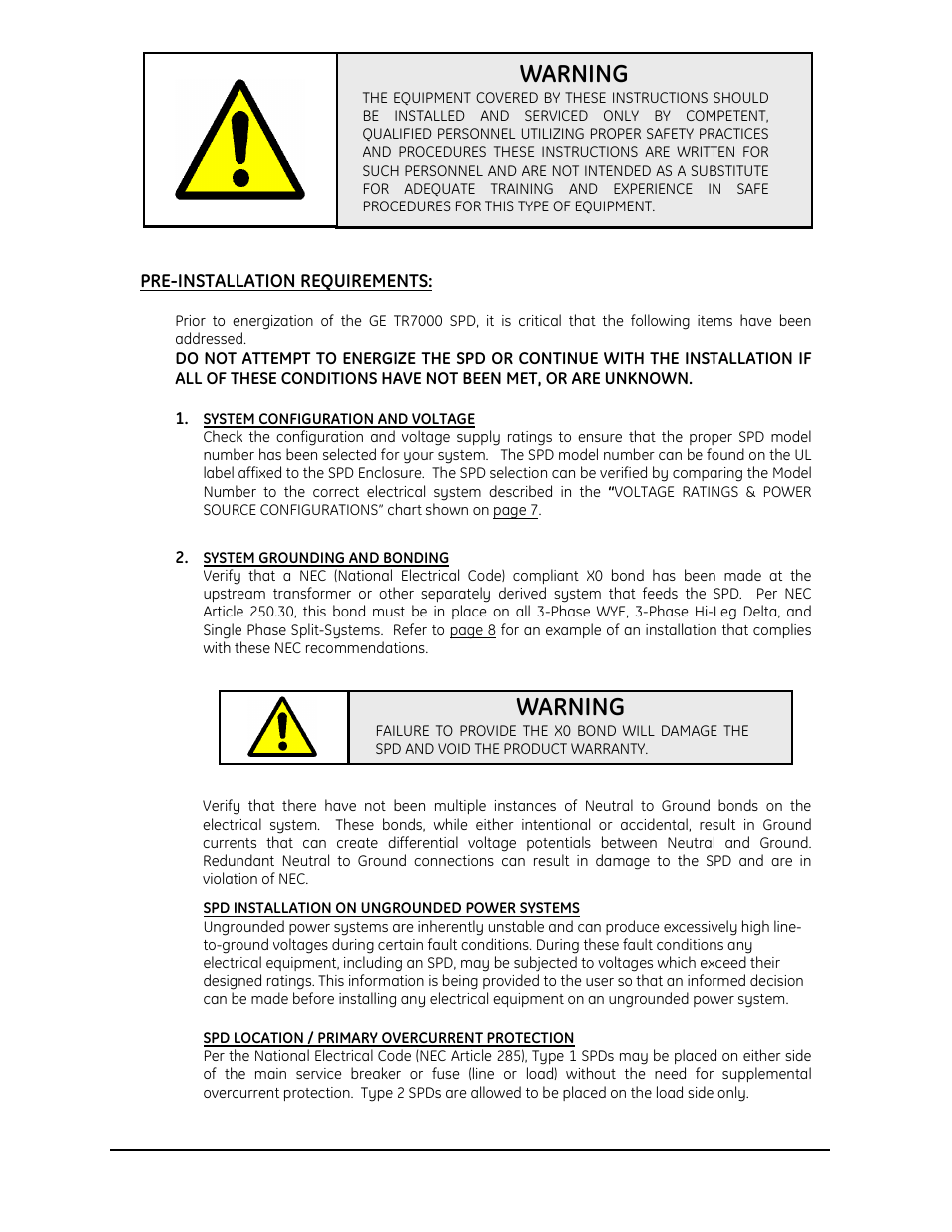 Warning | GE Industrial Solutions GE A-Series 9îand 24î Panel Box User Manual | Page 6 / 15