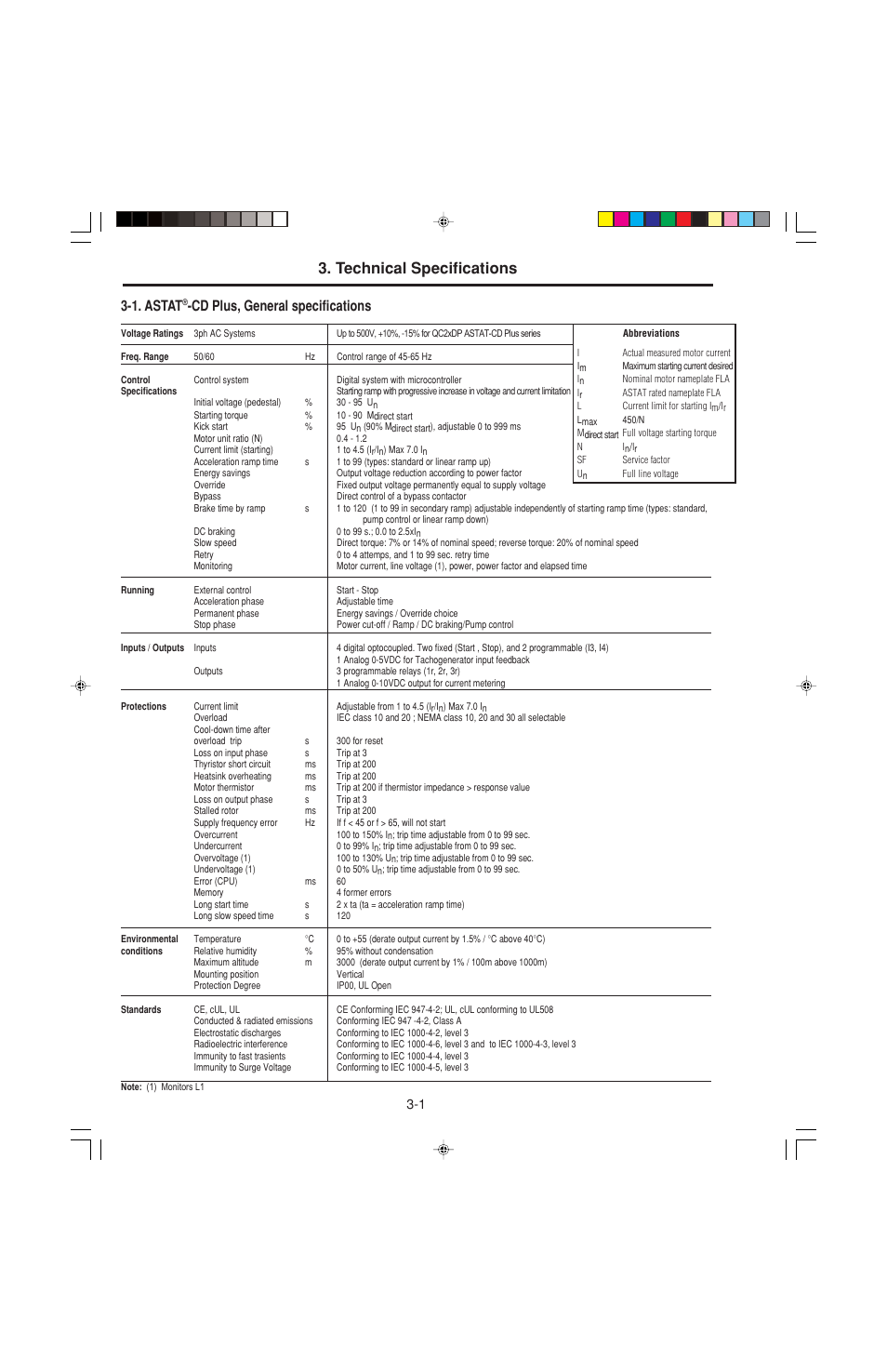 Technical specifications, 1. astat, Cd plus, general specifications | GE Industrial Solutions ASTAT-CD Plus User Manual | Page 10 / 40