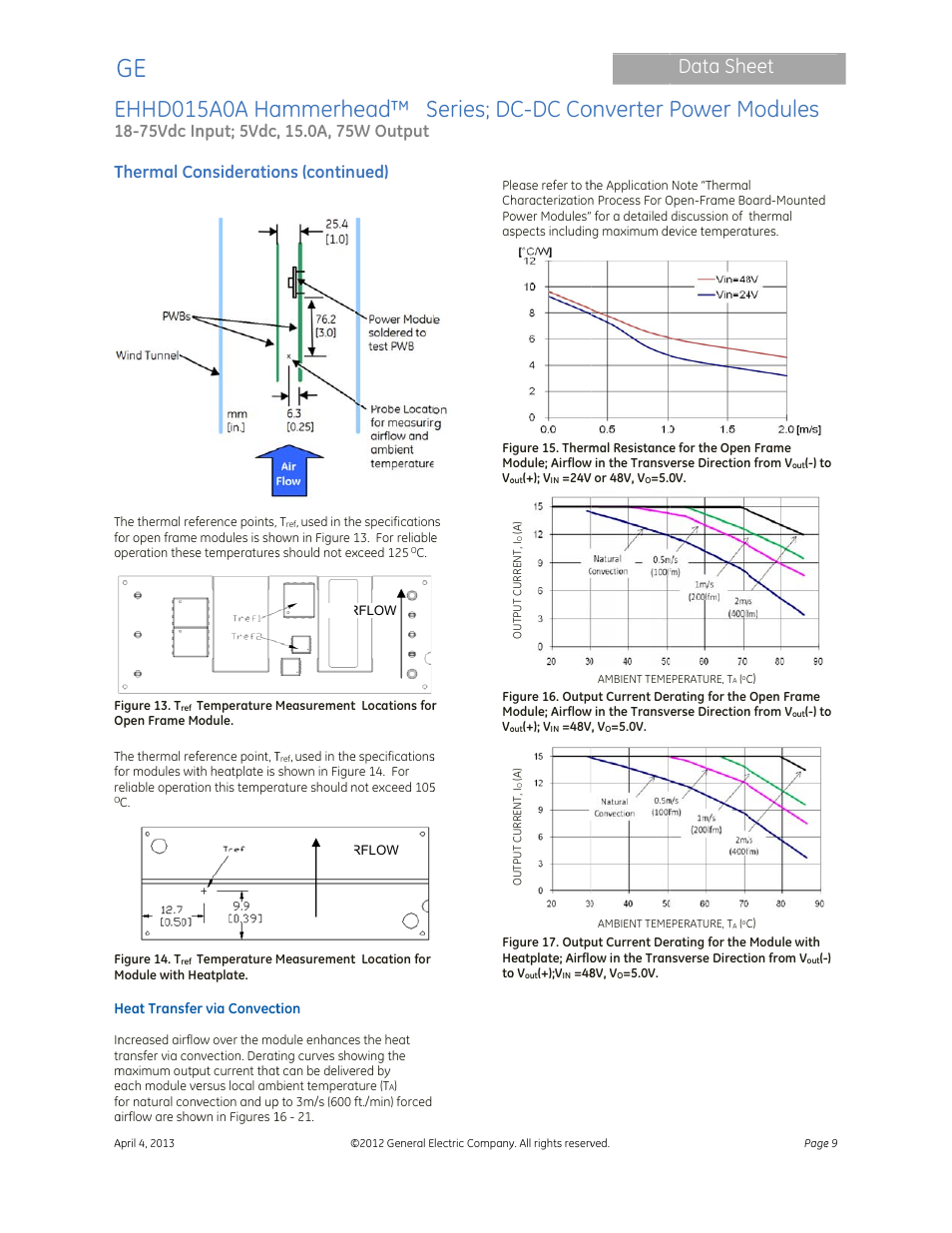 Ehhd01, 5a0a ha, Ammerhe | Ead™ s, Series; dc, C-dc co, Onverter, Power m, Modules, Data she | GE Industrial Solutions EHHD015A0A Hammerhead Series User Manual | Page 9 / 20