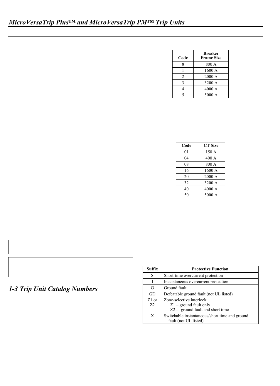 3 trip unit catalog numbers | GE Industrial Solutions WavePro Low-Voltage Power Circuit Breakers User Manual | Page 10 / 40