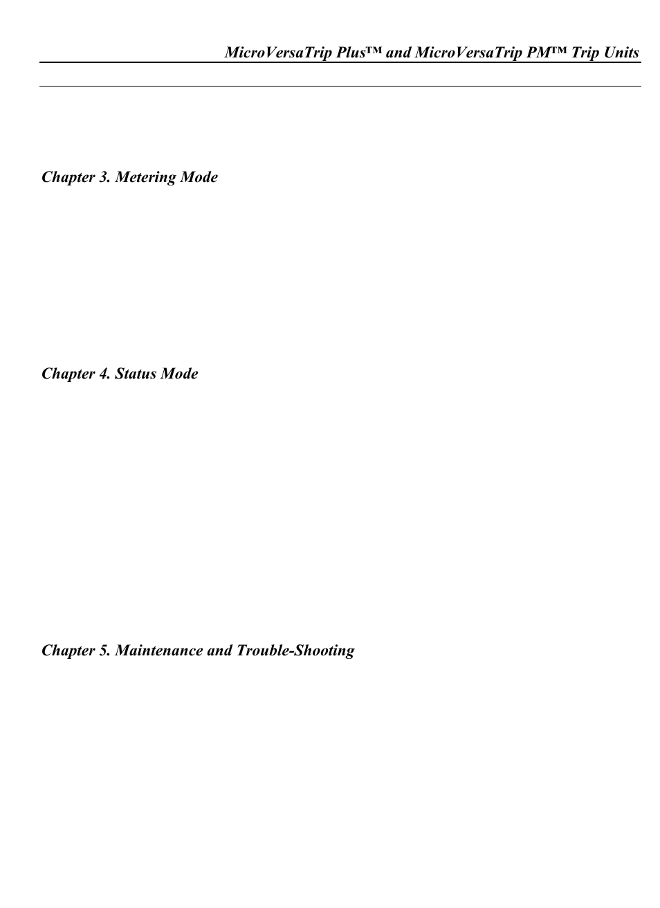 Chapter 3. metering mode, Chapter 4. status mode, Chapter 5. maintenance and trouble-shooting | GE Industrial Solutions WavePro Low-Voltage Power Circuit Breakers User Manual | Page 5 / 40