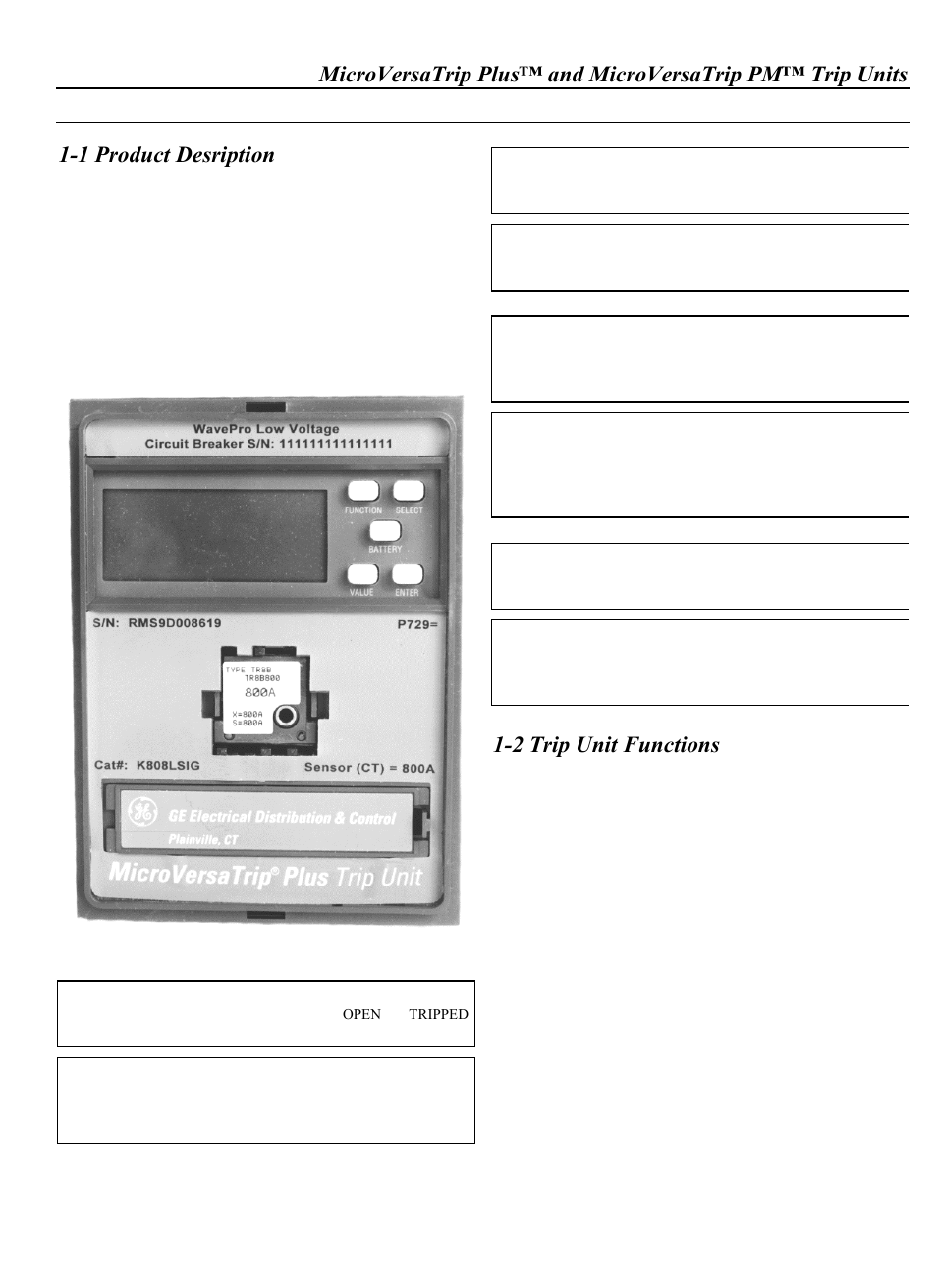 1 product desription, 2 trip unit functions | GE Industrial Solutions WavePro Low-Voltage Power Circuit Breakers User Manual | Page 9 / 40