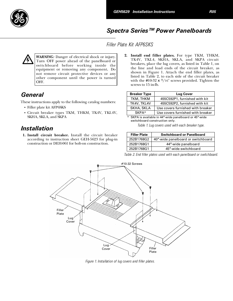 GE Industrial Solutions Spectra Series Power Panelboards AFP6SKS User Manual | 2 pages