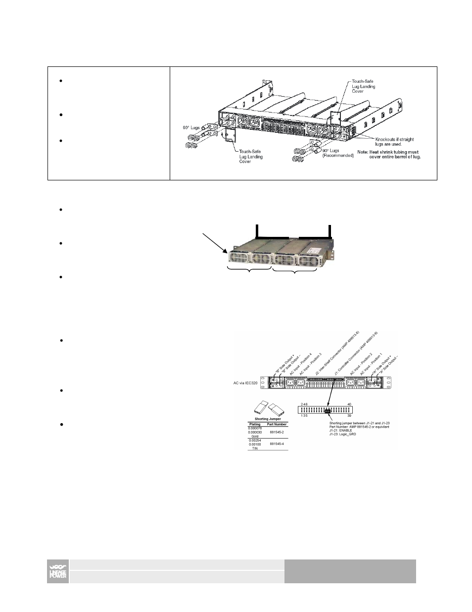 4 of 10, Dc output connections, Dc split output bus option | Controllerless operation | GE Industrial Solutions J85480S1, L1 – L14 Compact Power Line Shelves User Manual | Page 4 / 10