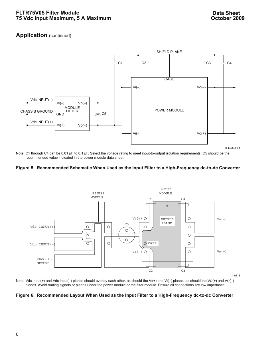 5 sh, E 6 is, Application | GE Industrial Solutions FLTR75V05 Filter Module User Manual | Page 6 / 13