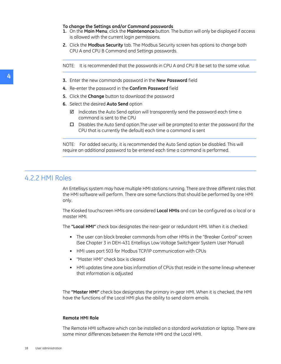 2 hmi roles | GE Industrial Solutions Entellisys 4.0 System Administrator Manual User Manual | Page 18 / 72