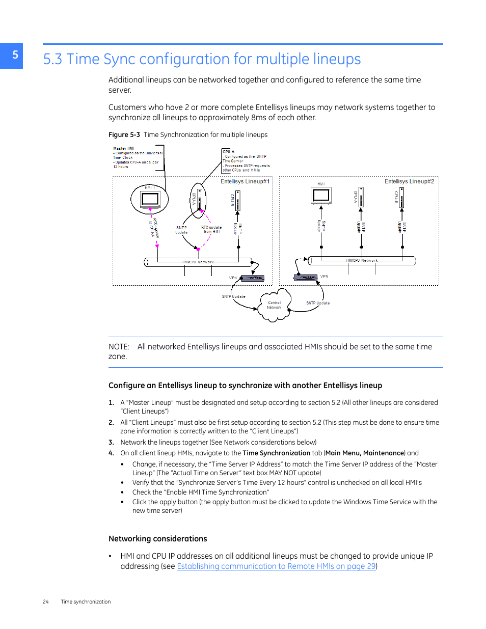 3 time sync configuration for multiple lineups | GE Industrial Solutions Entellisys 4.0 System Administrator Manual User Manual | Page 24 / 72