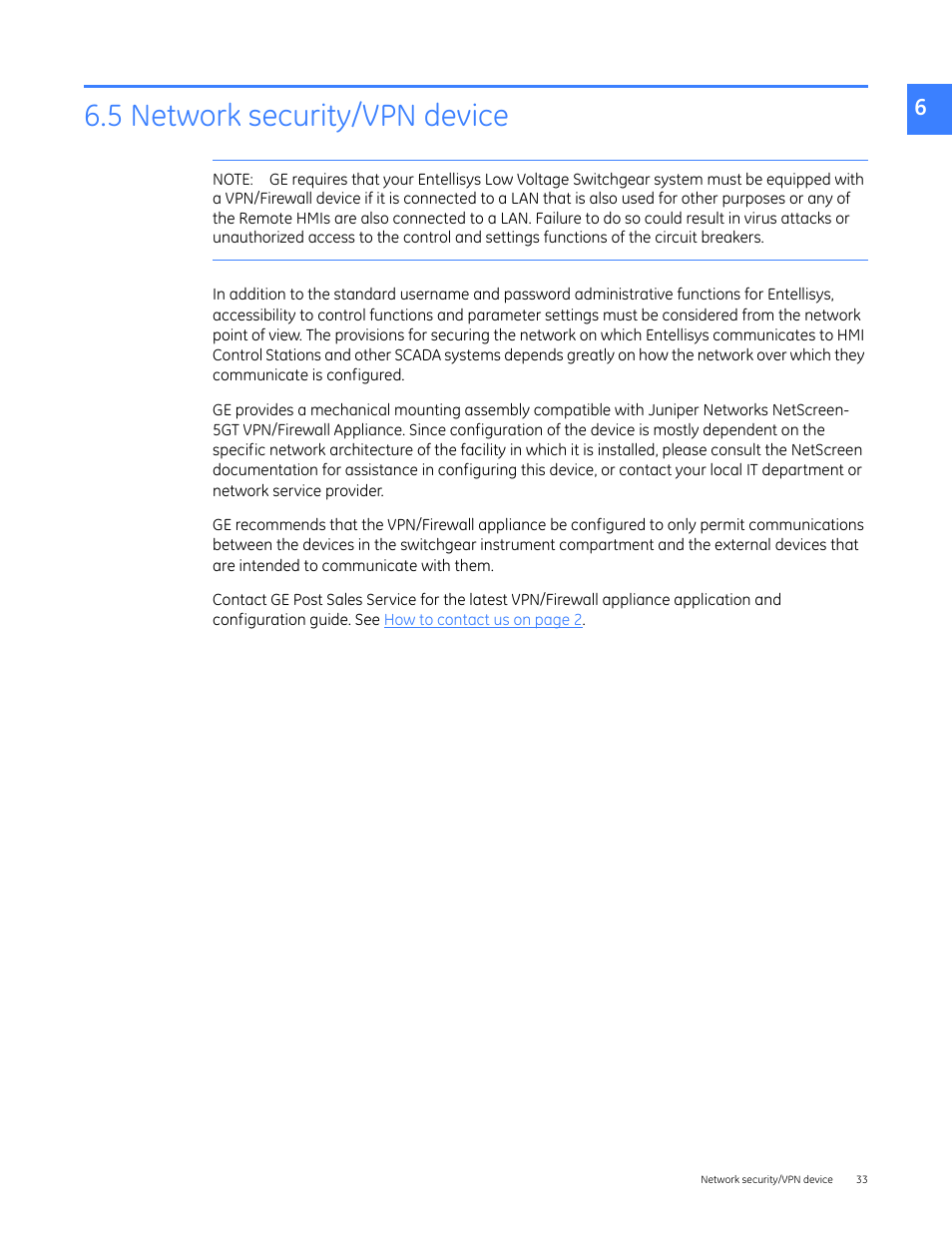 5 network security/vpn device | GE Industrial Solutions Entellisys 4.0 System Administrator Manual User Manual | Page 33 / 72