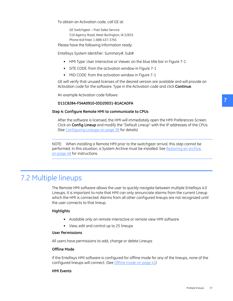 2 multiple lineups | GE Industrial Solutions Entellisys 4.0 System Administrator Manual User Manual | Page 37 / 72