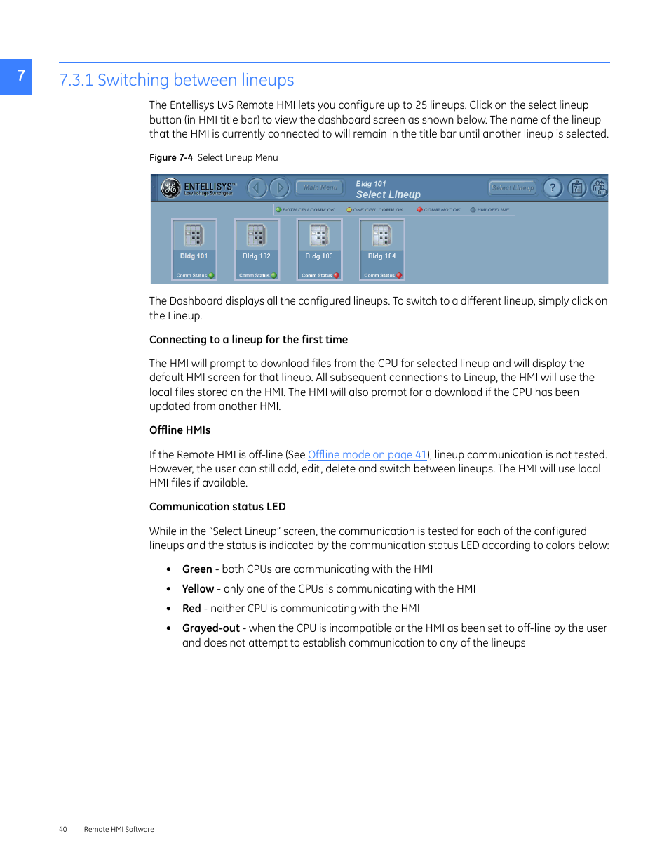1 switching between lineups | GE Industrial Solutions Entellisys 4.0 System Administrator Manual User Manual | Page 40 / 72
