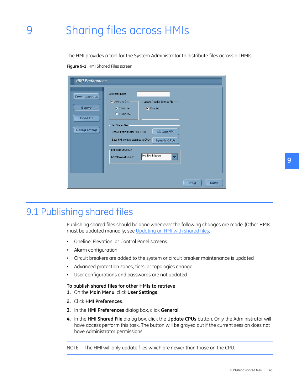 Sharing files across hmis, 1 publishing shared files, 9sharing files across hmis | GE Industrial Solutions Entellisys 4.0 System Administrator Manual User Manual | Page 45 / 72