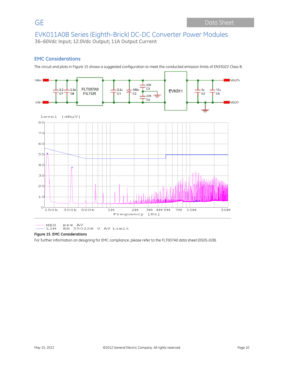 Data sheet | GE Industrial Solutions EVK011A0B Series (Eighth-Brick) User Manual | Page 10 / 13