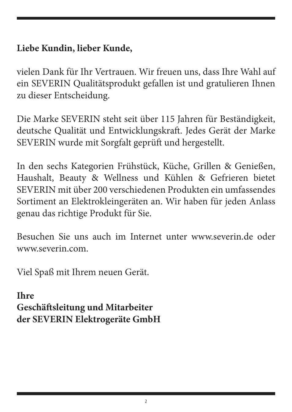 SEVERIN CM 2196 User Manual | Page 2 / 50