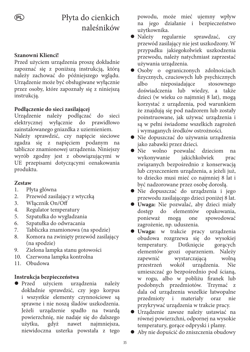 Płyta do cienkich naleśników | SEVERIN CM 2196 User Manual | Page 35 / 50