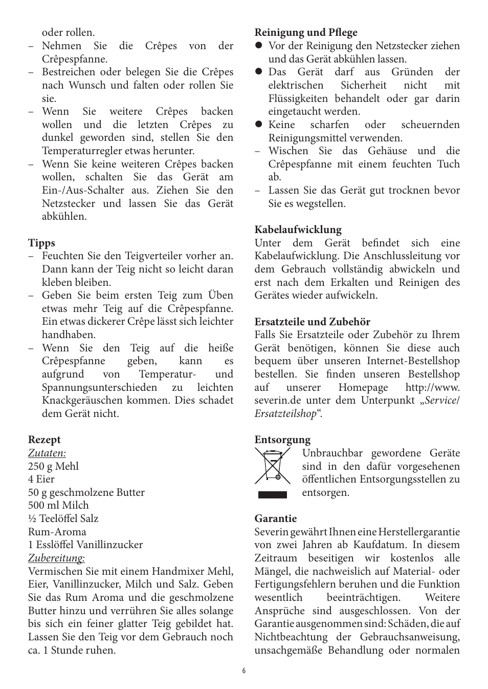 SEVERIN CM 2196 User Manual | Page 6 / 50