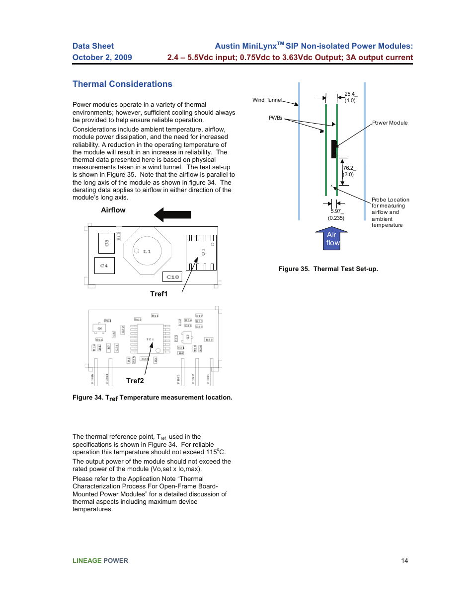 Thermal considerations | GE Industrial Solutions Austin Minilynx SIP User Manual | Page 14 / 18