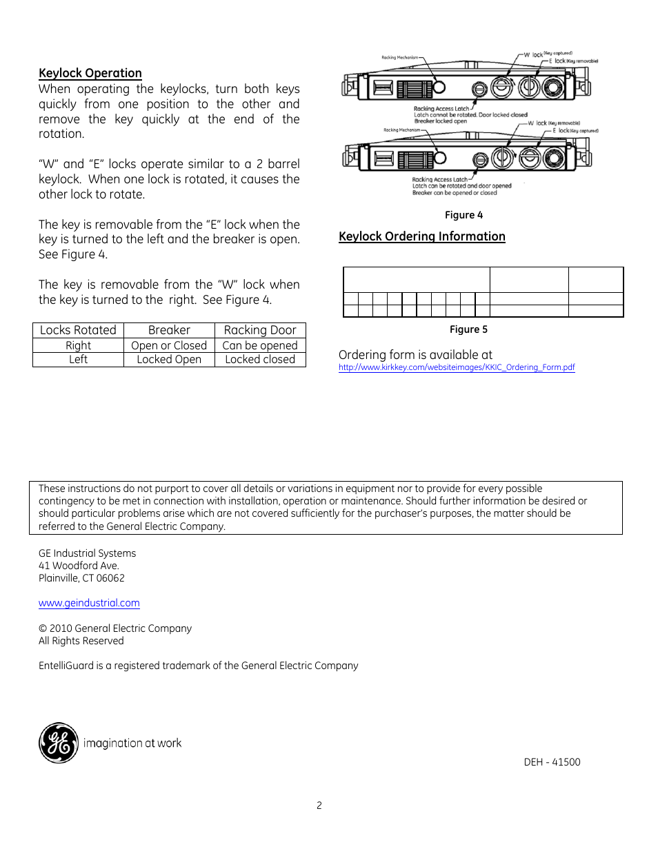 GE Industrial Solutions EntelliGuard G Kirk Keylock Kit User Manual | Page 2 / 2