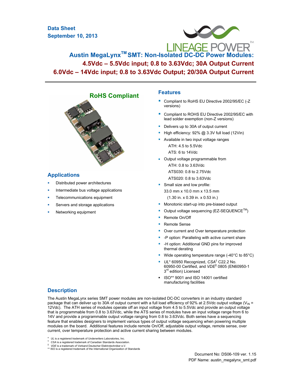 GE Industrial Solutions Austin MegaLynx SMT User Manual | 29 pages