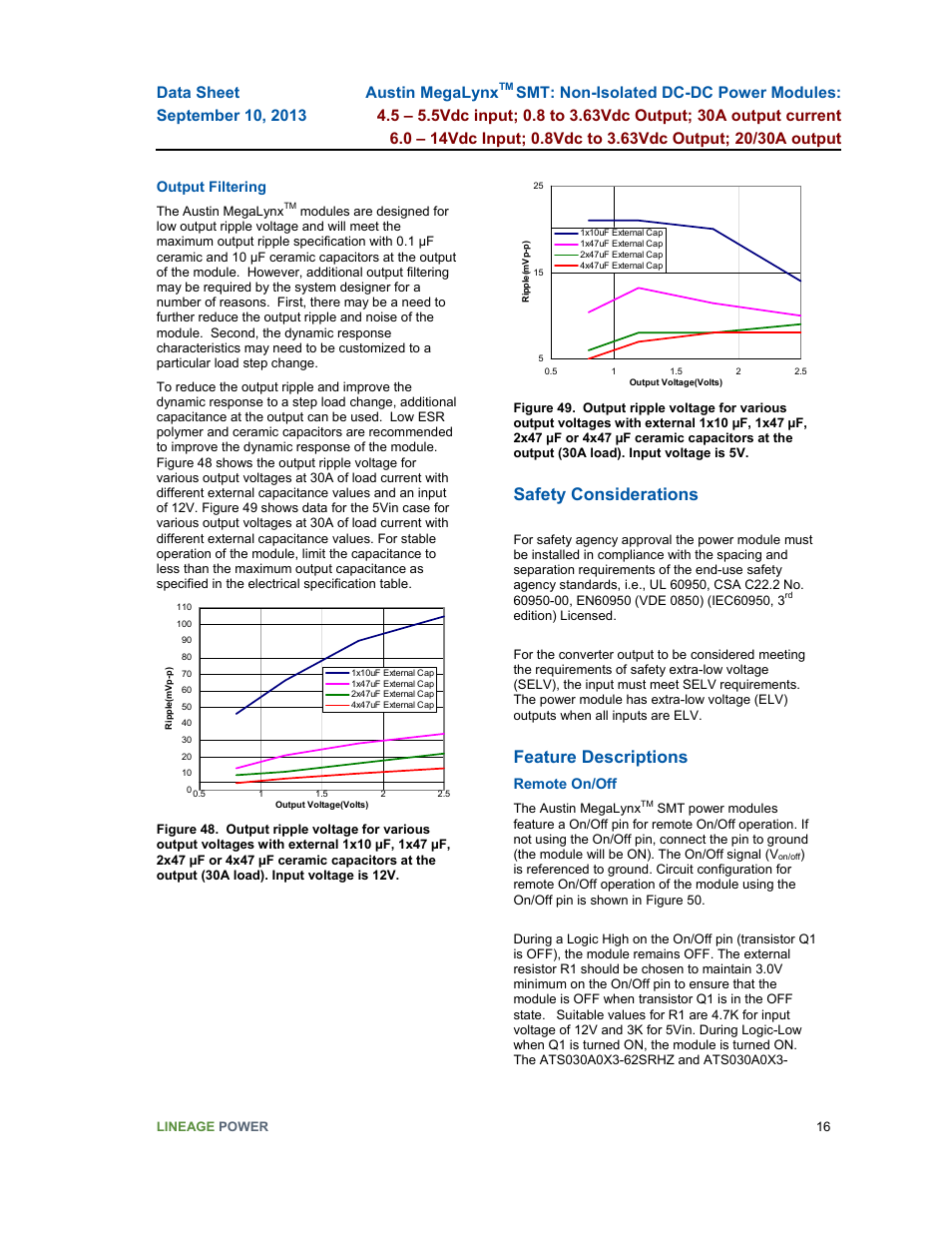 Safety considerations, Feature descriptions | GE Industrial Solutions Austin MegaLynx SMT User Manual | Page 16 / 29