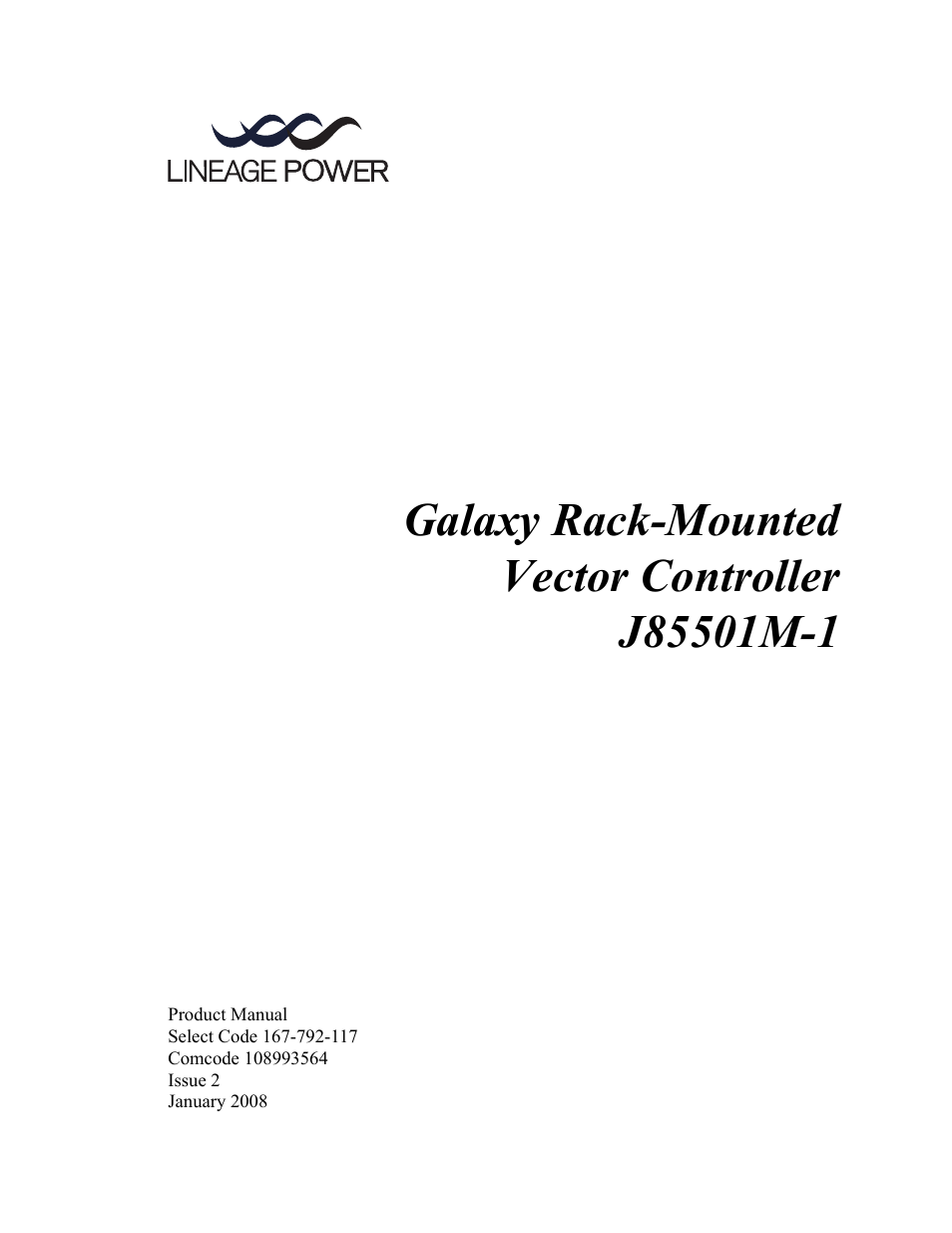 GE Industrial Solutions Galaxy Vector Rack Mounted Controller J85501M-1 User Manual | 90 pages