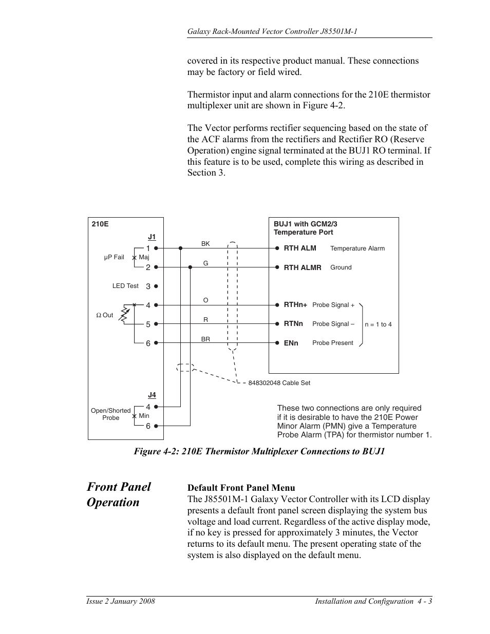Front panel operation | GE Industrial Solutions Galaxy Vector Rack Mounted Controller J85501M-1 User Manual | Page 49 / 90