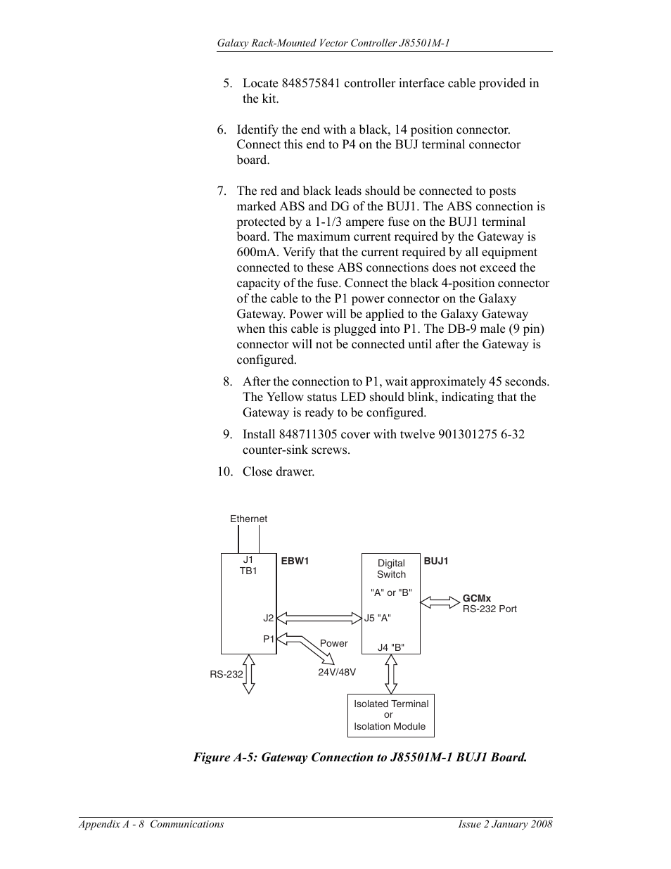 A - 8 | GE Industrial Solutions Galaxy Vector Rack Mounted Controller J85501M-1 User Manual | Page 78 / 90