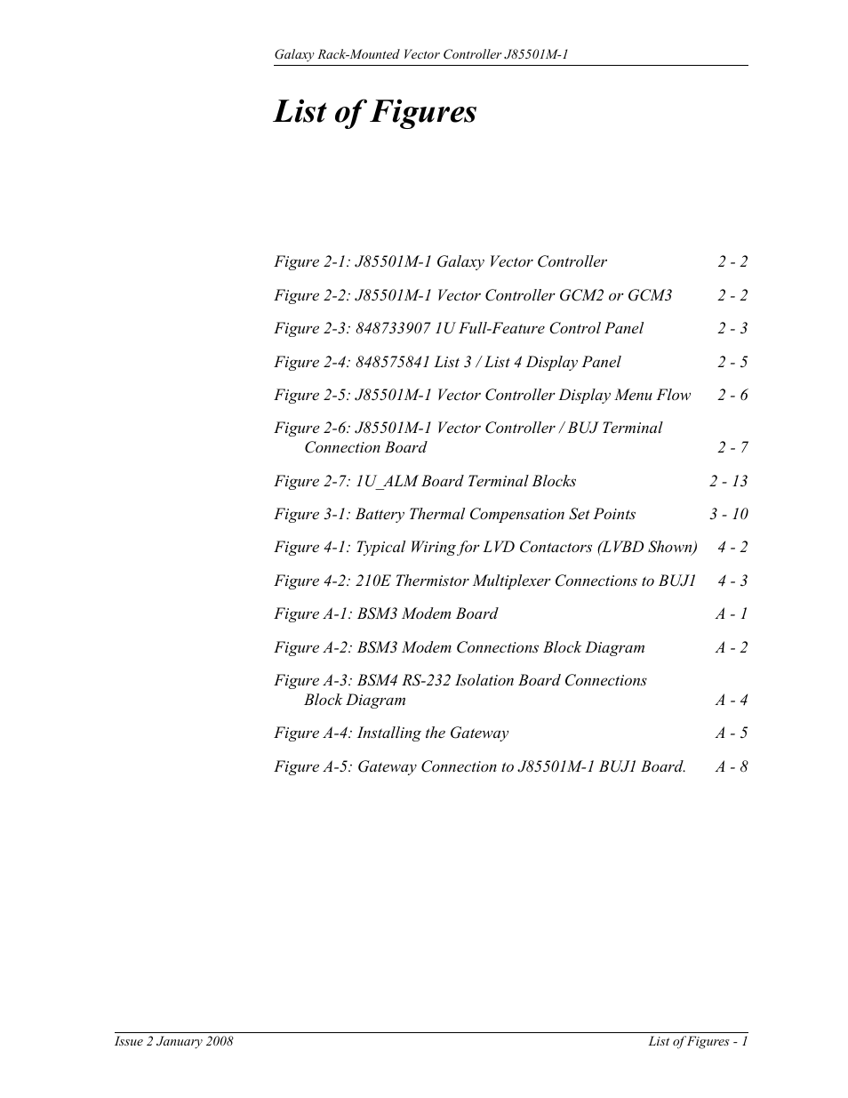 List of figures | GE Industrial Solutions Galaxy Vector Rack Mounted Controller J85501M-1 User Manual | Page 9 / 90