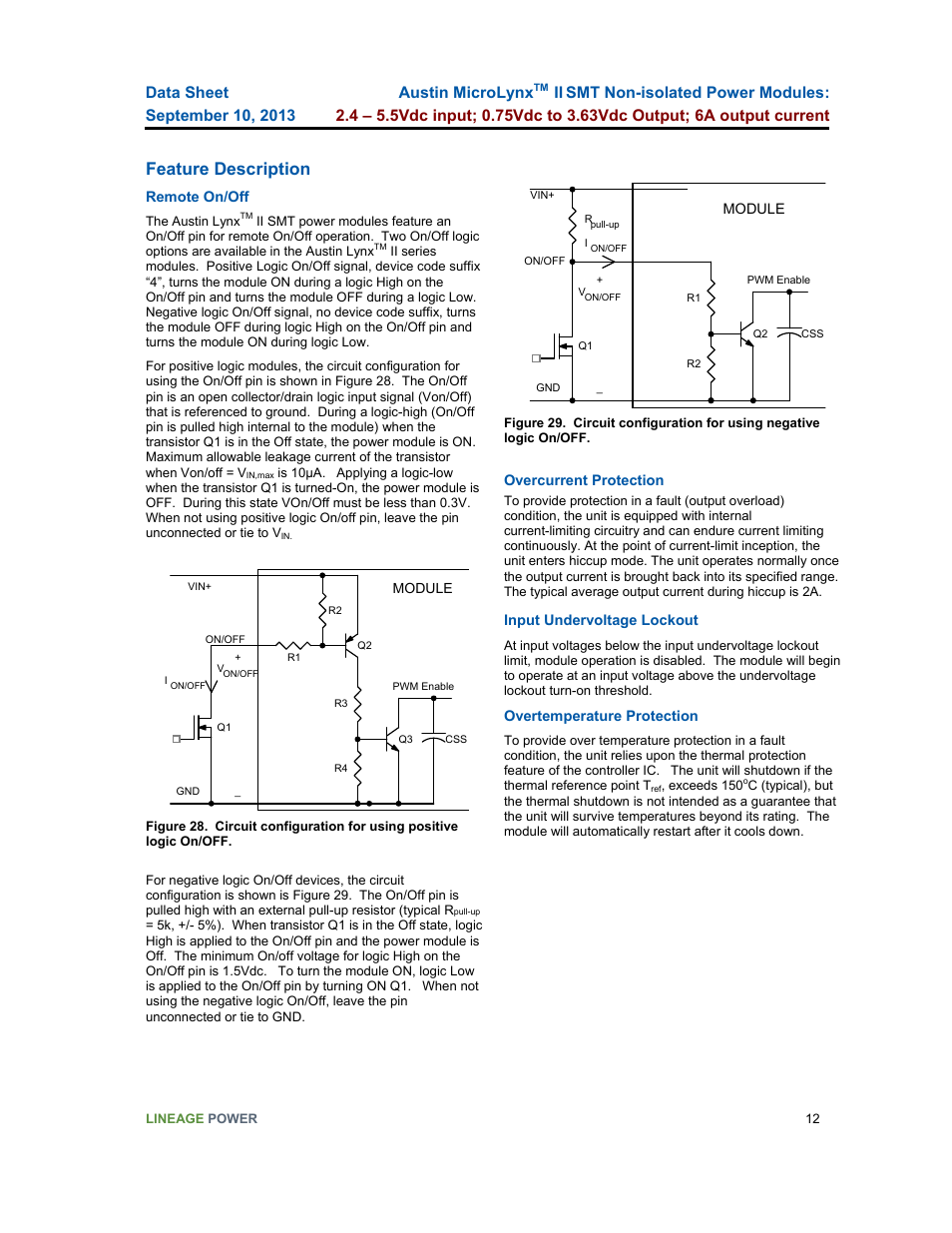 Feature description, Austin microlynx | GE Industrial Solutions Austin Microlynx II SMT User Manual | Page 12 / 21