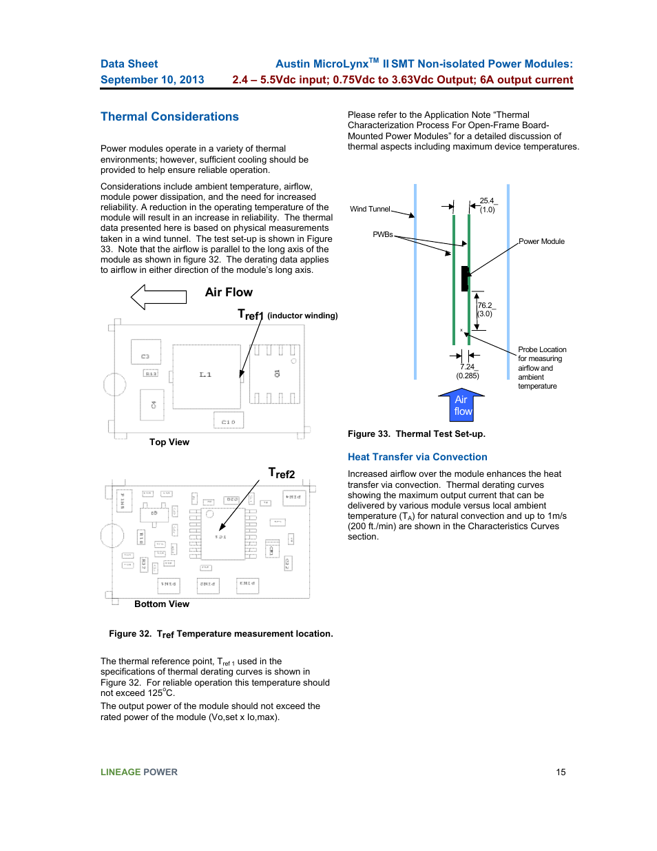 Thermal considerations, Air flow t | GE Industrial Solutions Austin Microlynx II SMT User Manual | Page 15 / 21