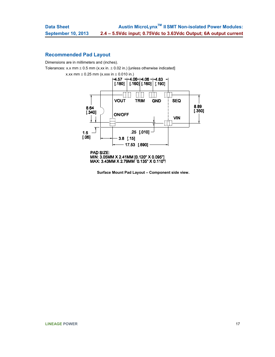 GE Industrial Solutions Austin Microlynx II SMT User Manual | Page 17 / 21