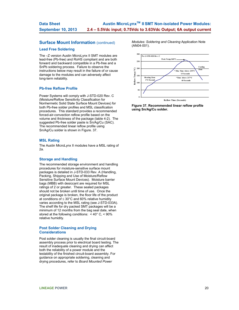 Surface mount information, Austin microlynx | GE Industrial Solutions Austin Microlynx II SMT User Manual | Page 20 / 21