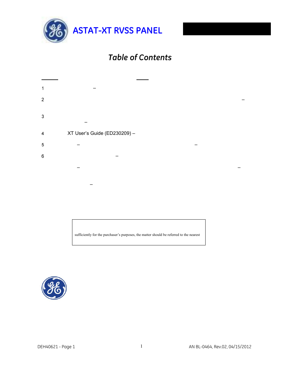 GE Industrial Solutions ASTAT-XT RVSS PANEL User Manual | 43 pages