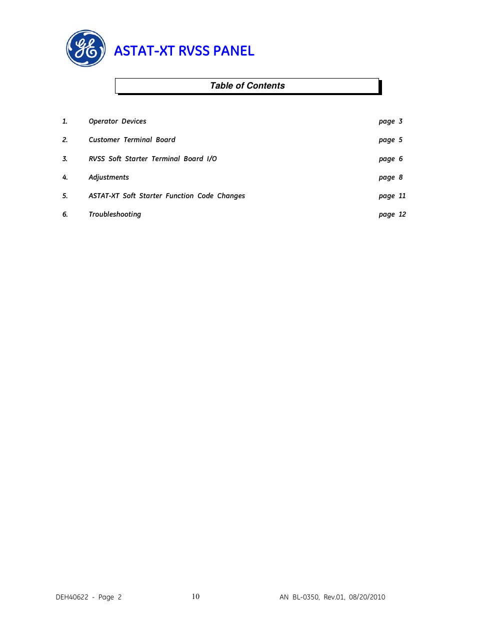 Astat-xt rvss panel | GE Industrial Solutions ASTAT-XT RVSS PANEL User Manual | Page 10 / 43
